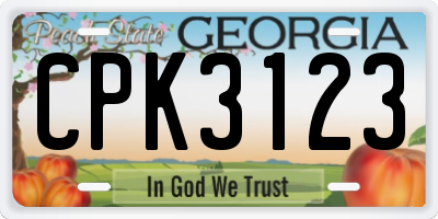 GA license plate CPK3123