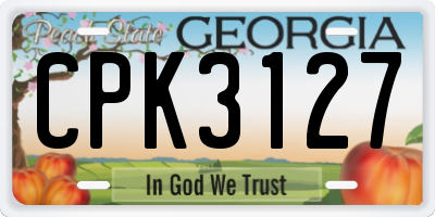 GA license plate CPK3127