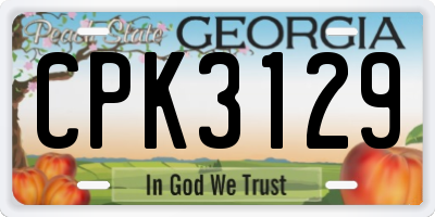 GA license plate CPK3129