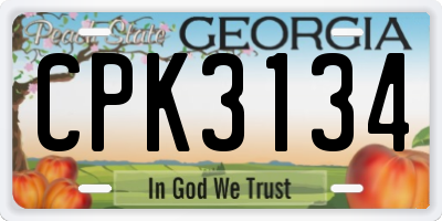 GA license plate CPK3134