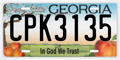 GA license plate CPK3135