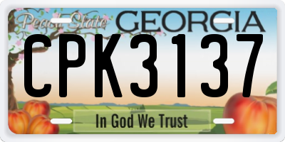 GA license plate CPK3137