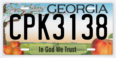 GA license plate CPK3138