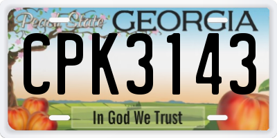 GA license plate CPK3143