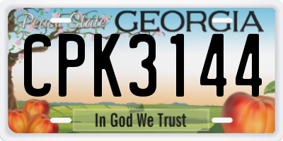 GA license plate CPK3144
