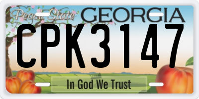 GA license plate CPK3147