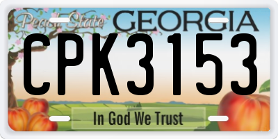 GA license plate CPK3153
