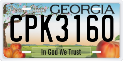 GA license plate CPK3160