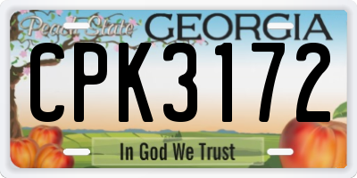GA license plate CPK3172