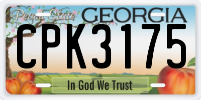 GA license plate CPK3175