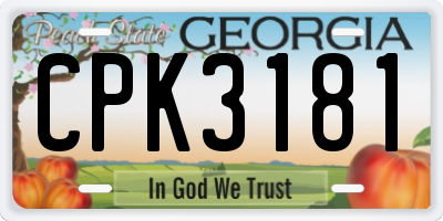 GA license plate CPK3181