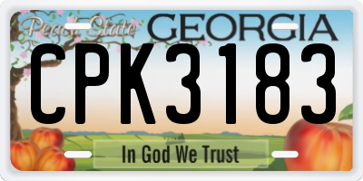 GA license plate CPK3183