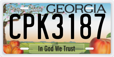 GA license plate CPK3187
