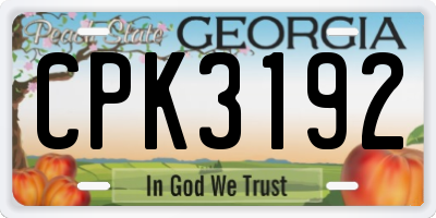 GA license plate CPK3192