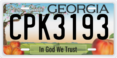 GA license plate CPK3193
