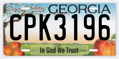 GA license plate CPK3196