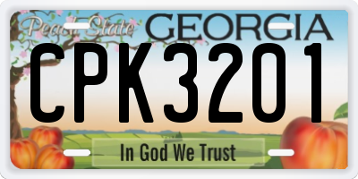 GA license plate CPK3201