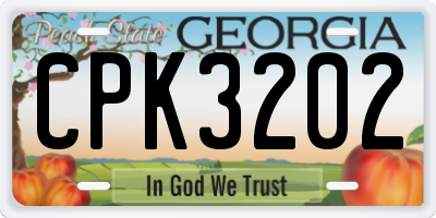 GA license plate CPK3202