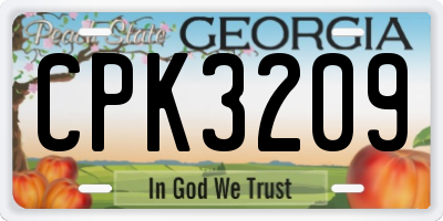 GA license plate CPK3209