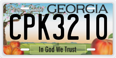 GA license plate CPK3210
