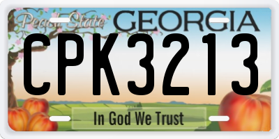 GA license plate CPK3213