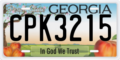 GA license plate CPK3215