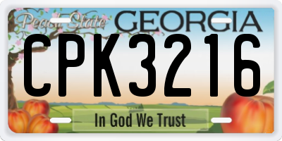 GA license plate CPK3216