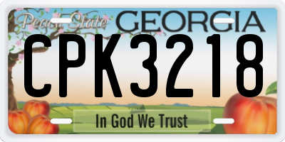 GA license plate CPK3218