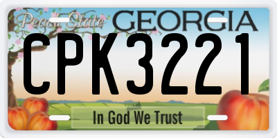 GA license plate CPK3221