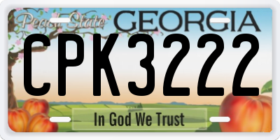 GA license plate CPK3222