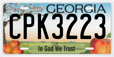 GA license plate CPK3223