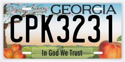 GA license plate CPK3231