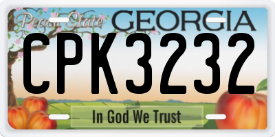 GA license plate CPK3232