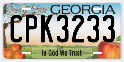 GA license plate CPK3233