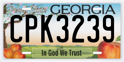 GA license plate CPK3239