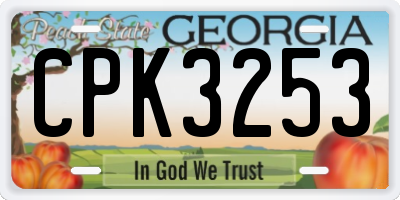 GA license plate CPK3253