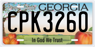 GA license plate CPK3260
