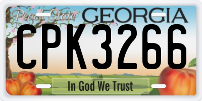 GA license plate CPK3266