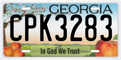 GA license plate CPK3283