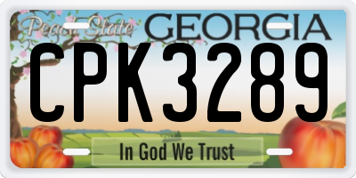 GA license plate CPK3289