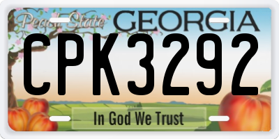 GA license plate CPK3292