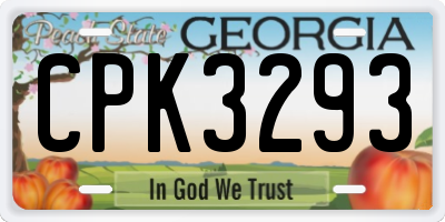 GA license plate CPK3293