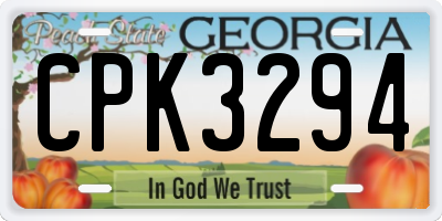 GA license plate CPK3294