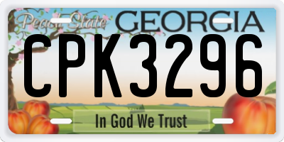 GA license plate CPK3296