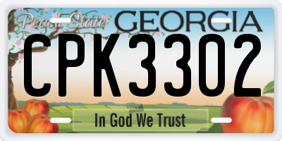 GA license plate CPK3302