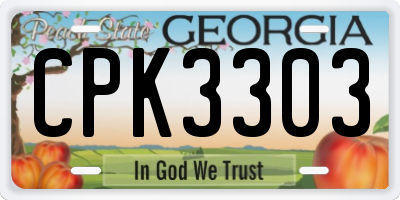 GA license plate CPK3303