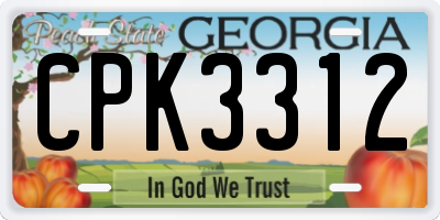 GA license plate CPK3312