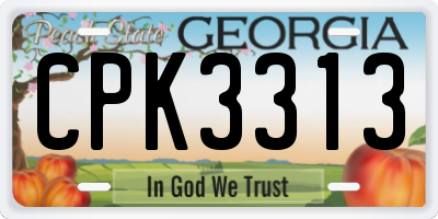 GA license plate CPK3313
