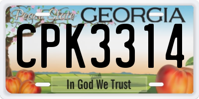 GA license plate CPK3314