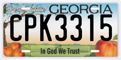 GA license plate CPK3315